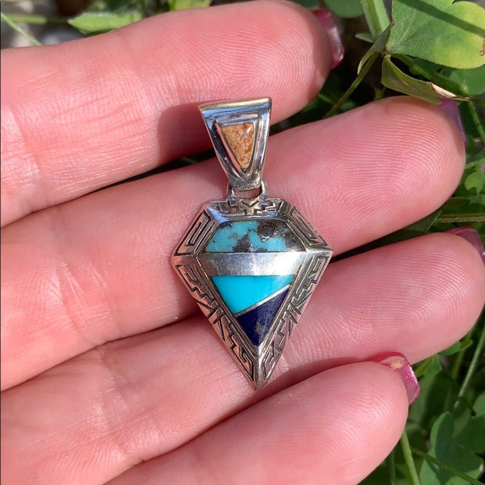 Navajo Calvin Begay Sterling Silver Pendant